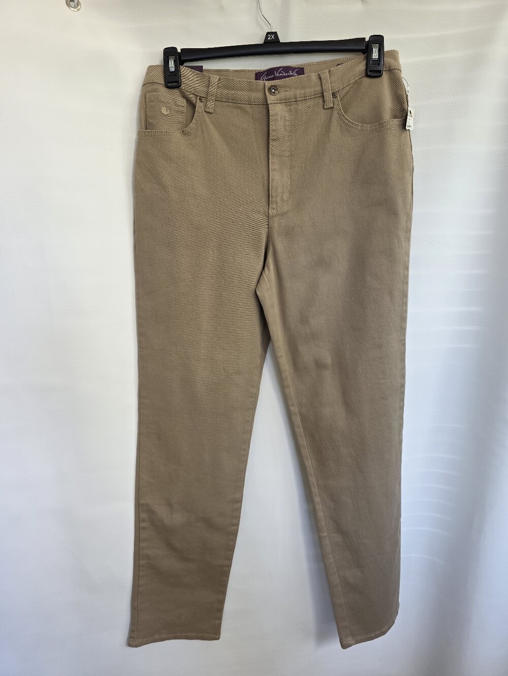 Gloria Vanderbilt 'Amanda' Women's Khaki Twill Pants Size 12 Long